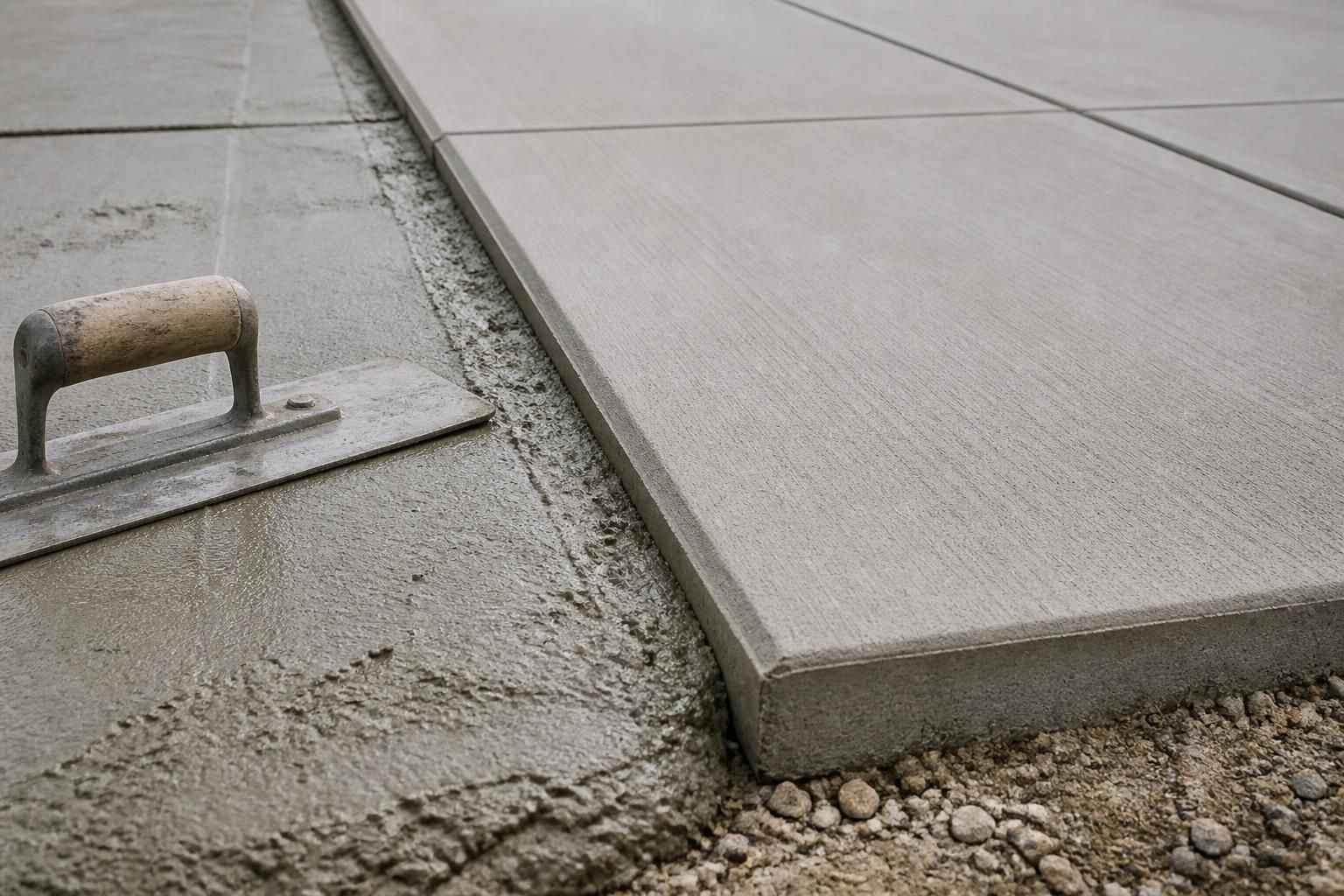 Clean finished concrete slab edge with neat expansion joints.