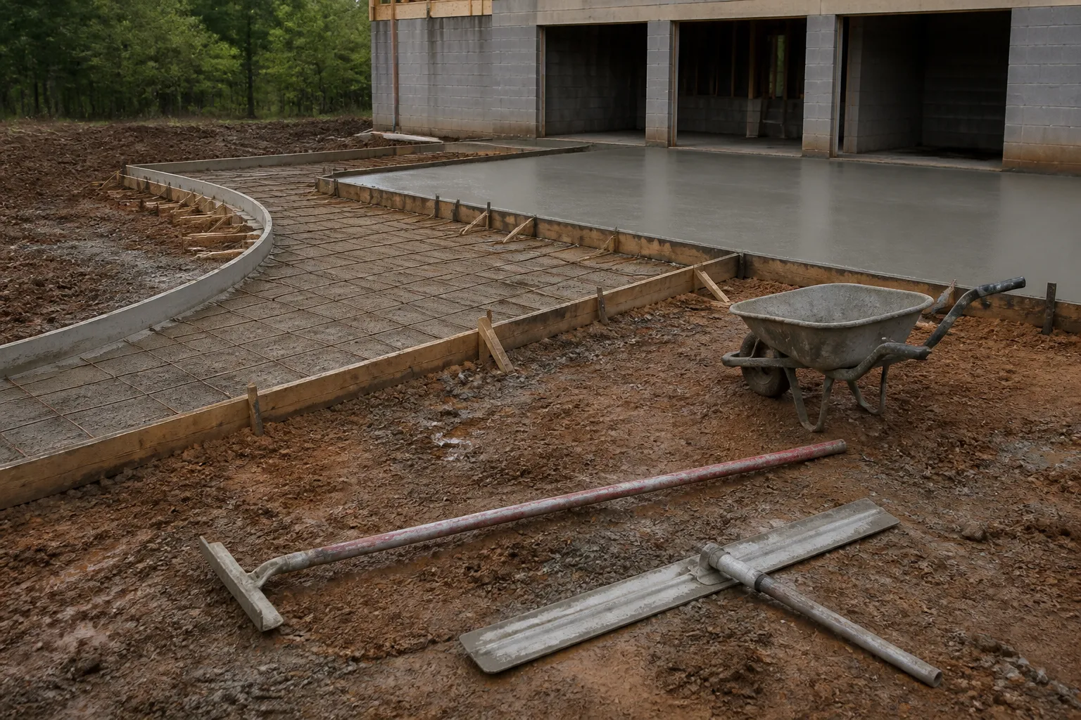 Concrete forms and tools jobsite