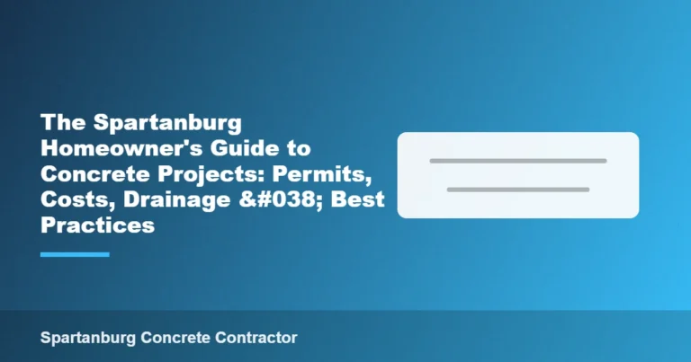 The Spartanburg Homeowner’s Guide to Concrete Projects: Permits, Costs, Drainage & Best Practices
